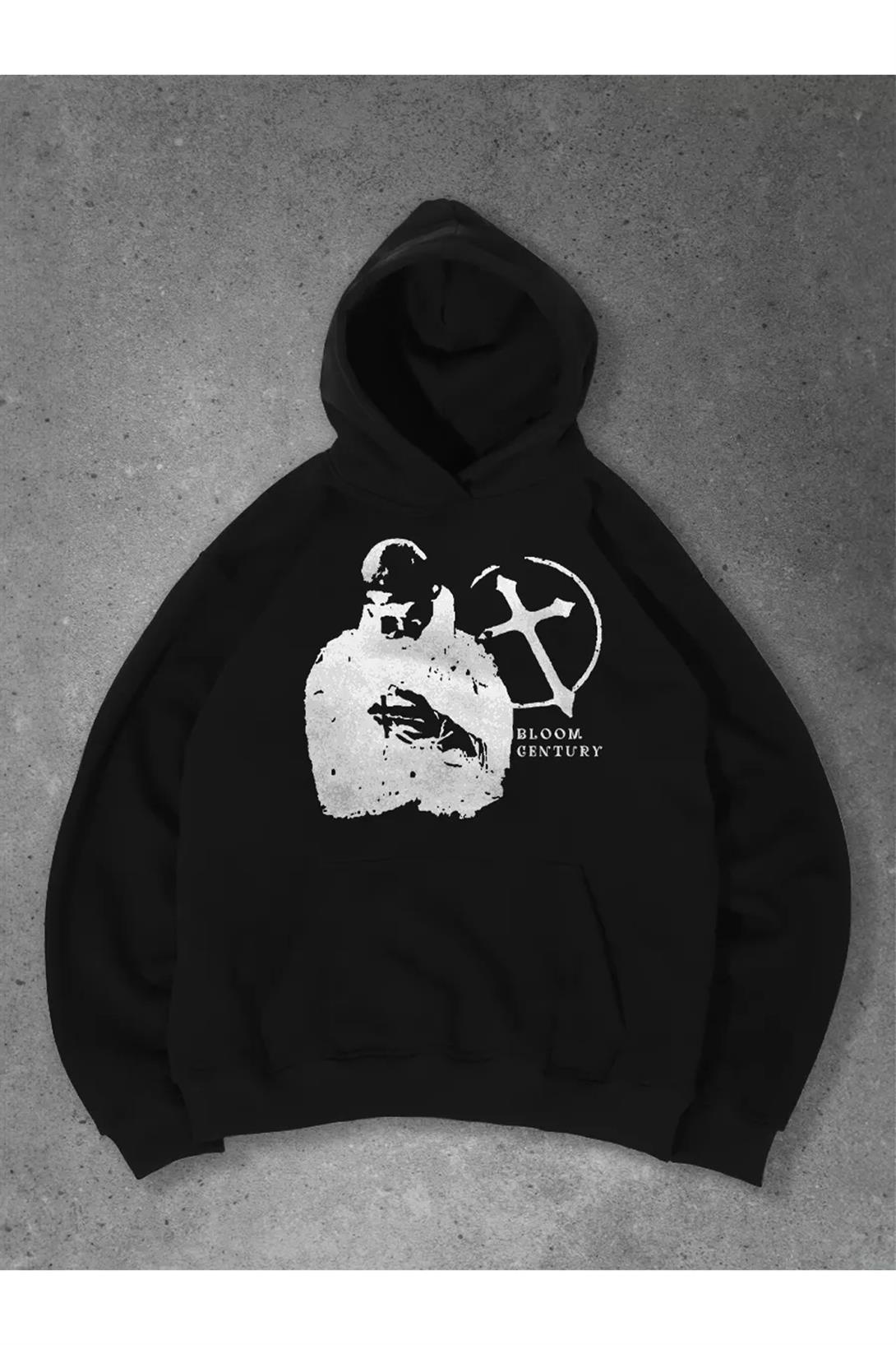 Unisex Bloom Silüet Sweatshirt Siyah