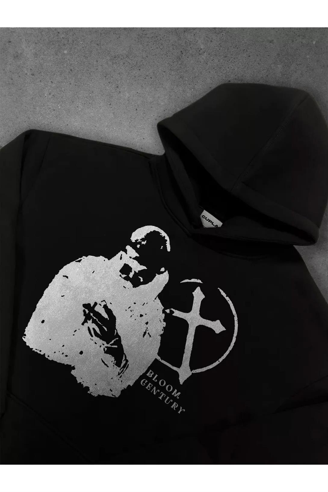 Unisex Bloom Silüet Sweatshirt Siyah