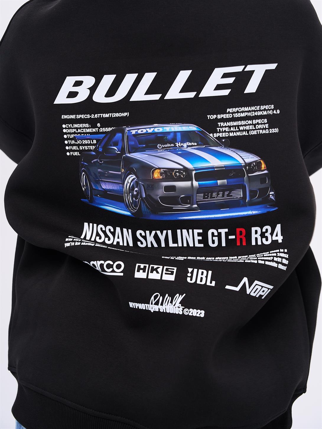 Unisex Bullet Fast and Furious Sweatshirt Siyah