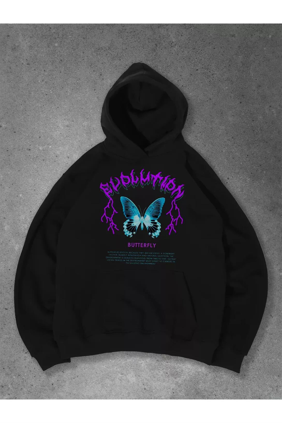 Unisex Butterfly Sweatshirt Siyah