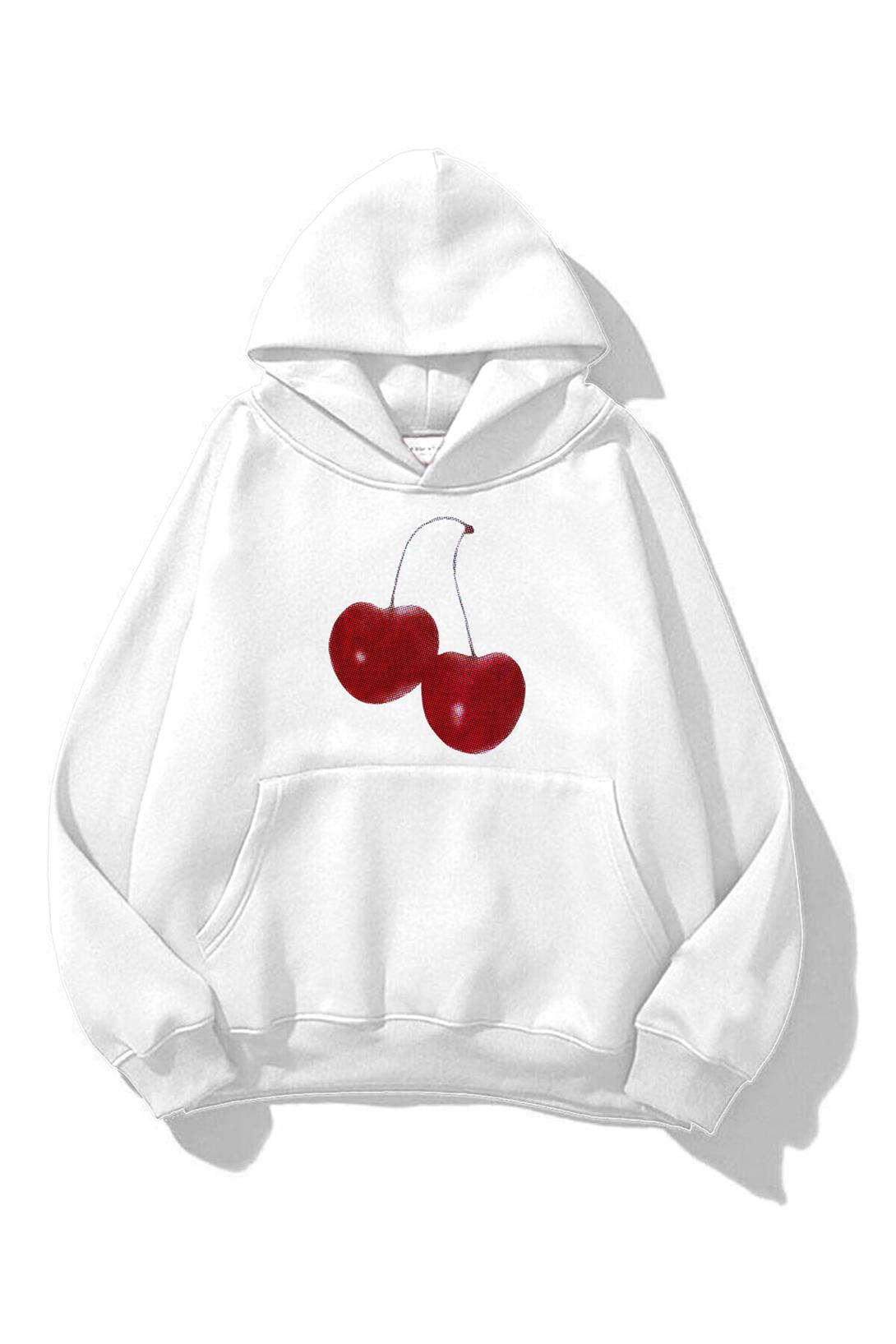 Unisex Cherry Tram Sweatshirt Beyaz