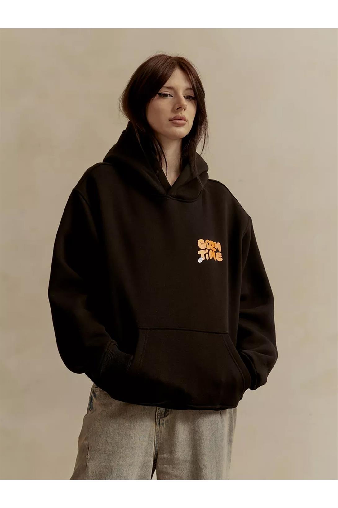 Unisex Cozy Time Sweatshirt Siyah