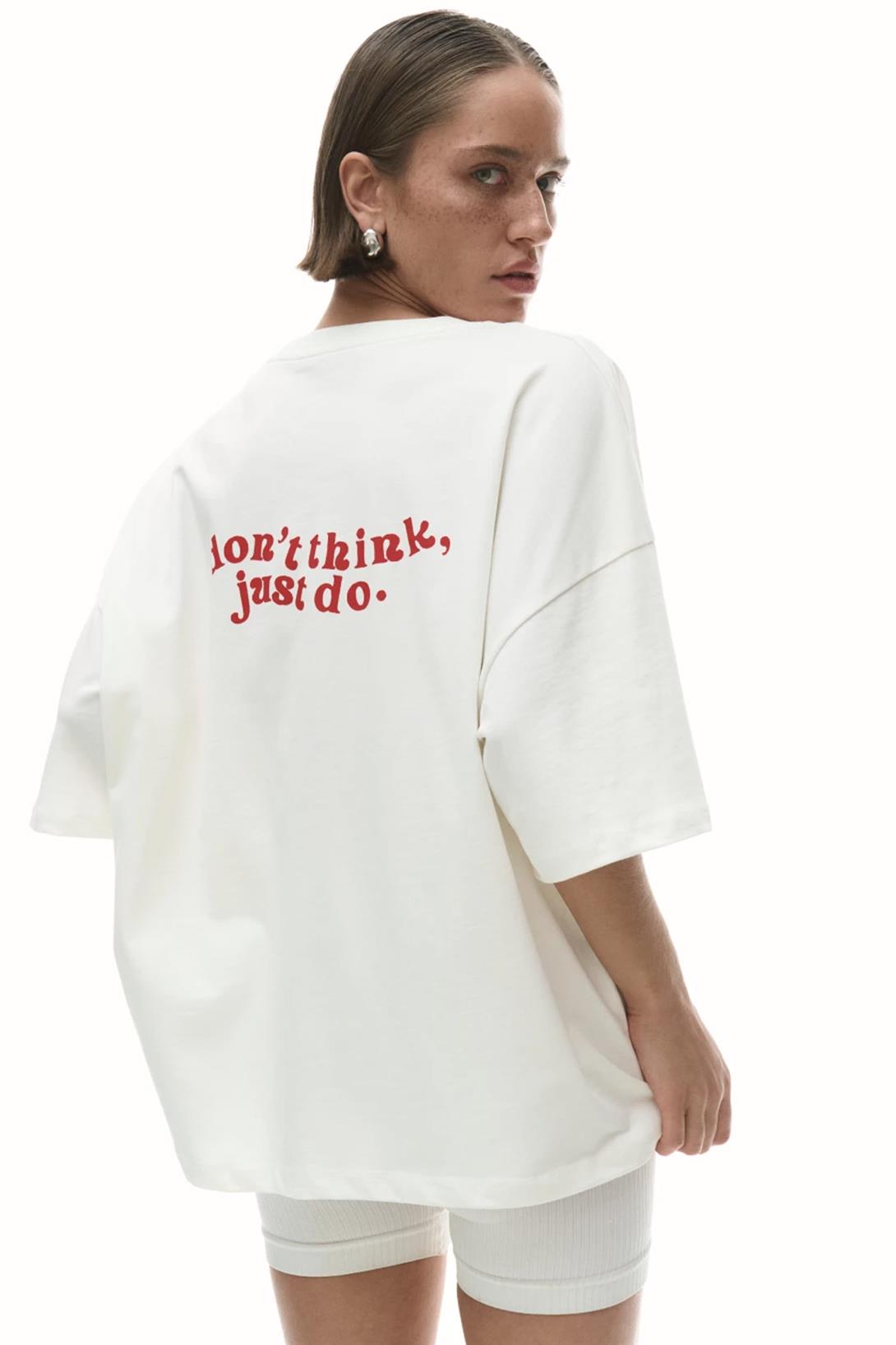 Unisex Dont Think Just Do Tshirt Beyaz