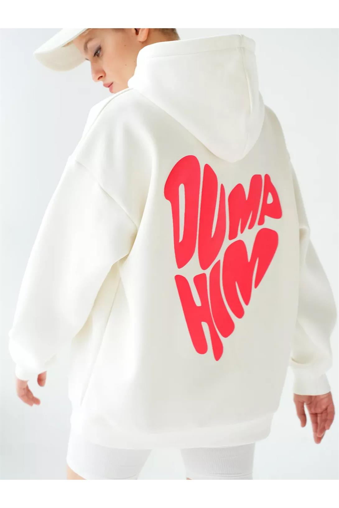 Unisex Dump Him Sweatshirt Beyaz