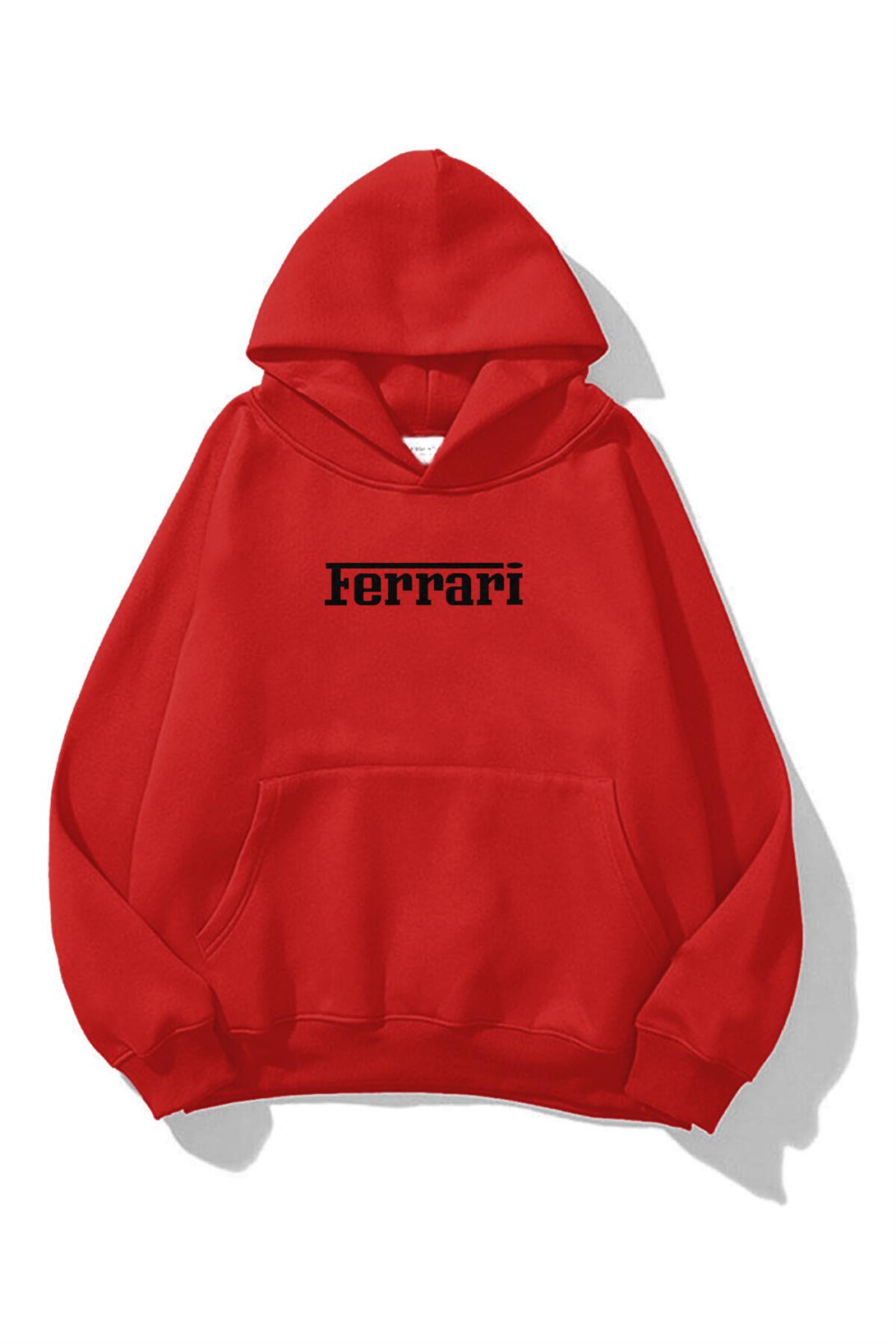 Unisex Ferrari Sweatshirt Kırmızı
