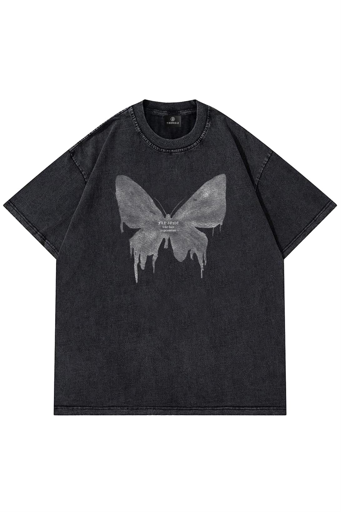 Unisex Fly Zone Yıkamalı Tshirt Antrasit
