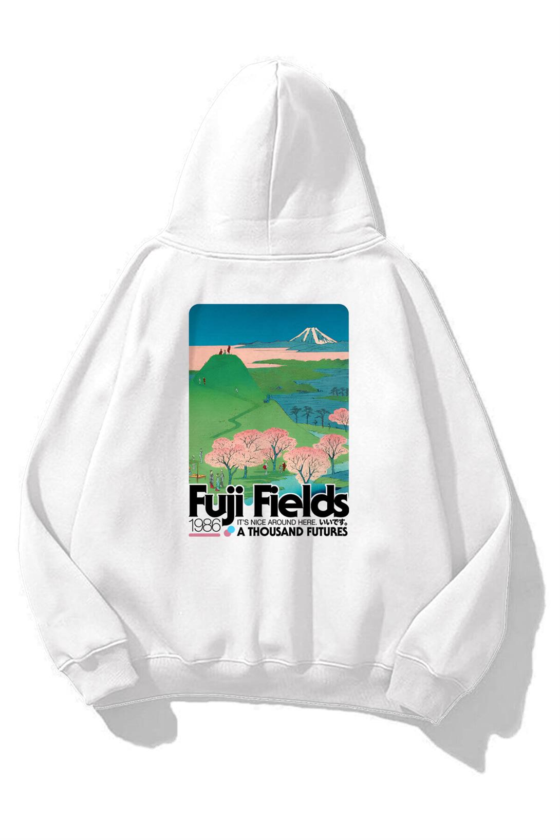 Unisex Fuji Fields Sweatshirt Beyaz