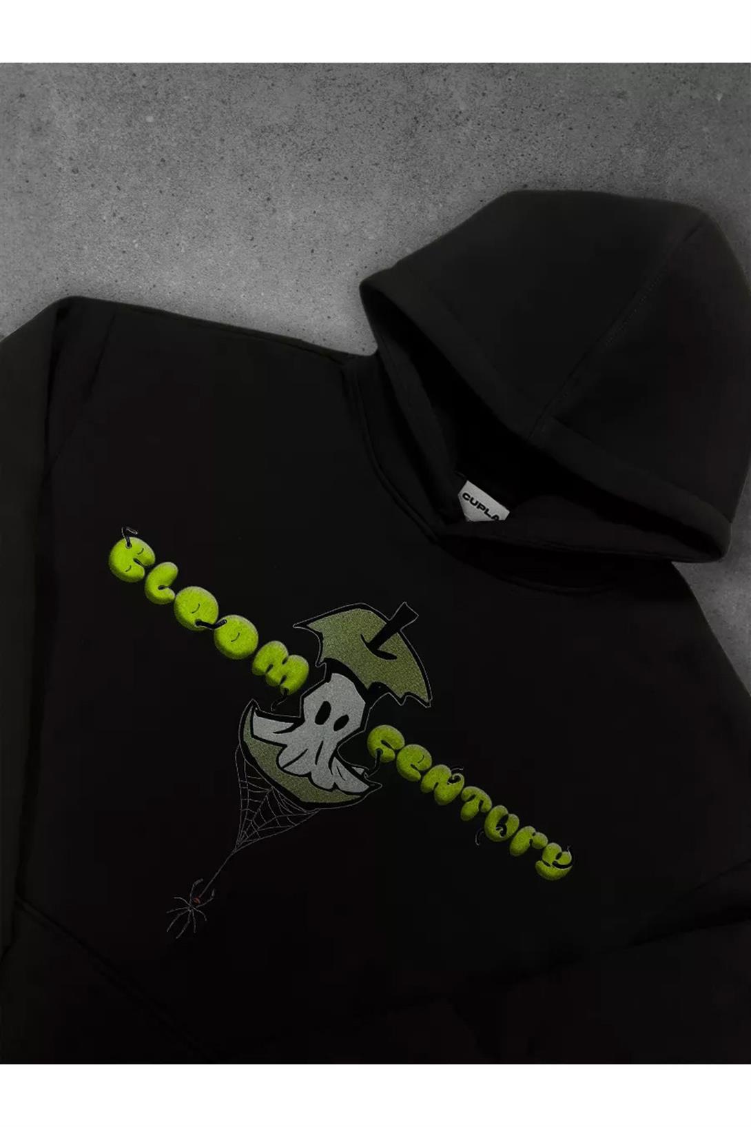 Unisex Ghost Apple Sweatshirt Siyah