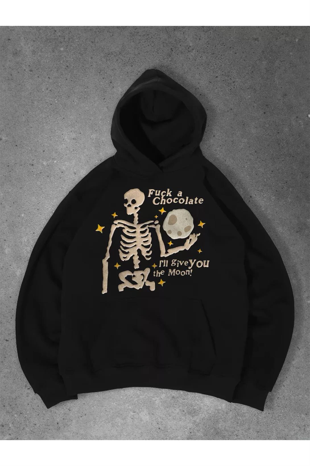 Unisex Give You The Moon Sweatshirt Siyah