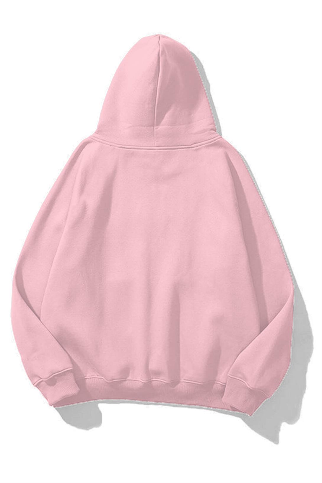 Unisex Gods Favorite Taş Baskılı Sweatshirt Pembe