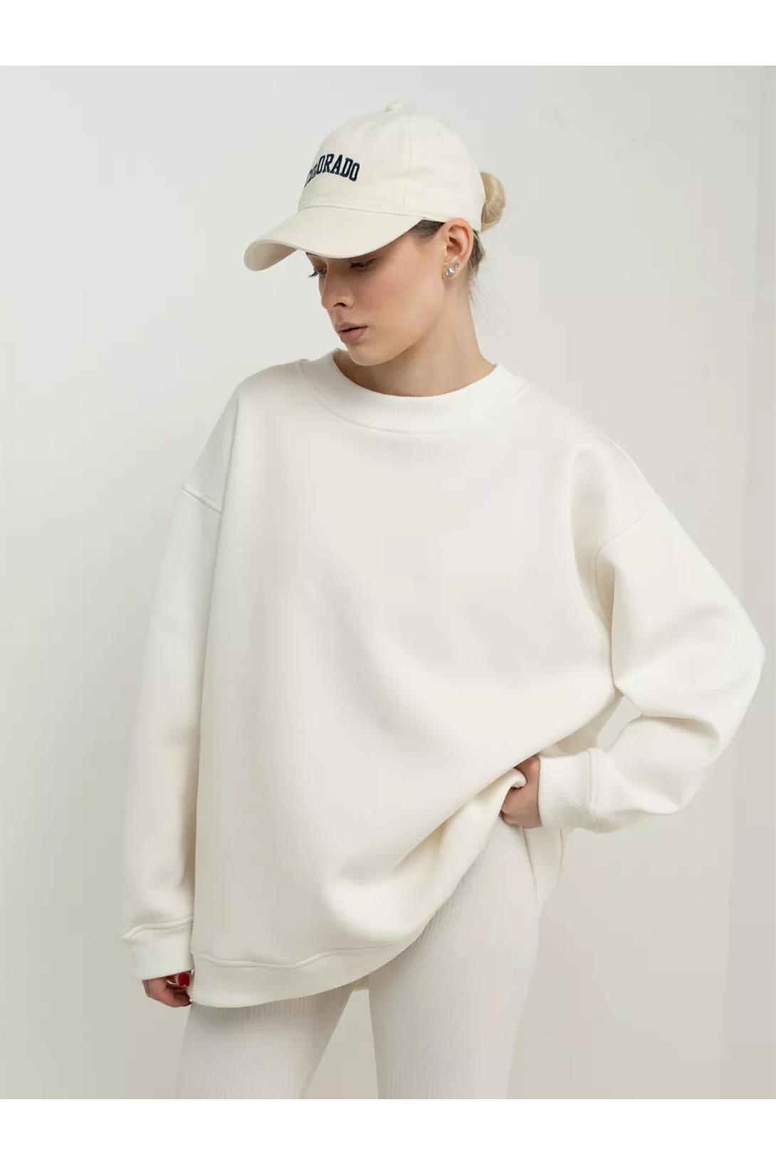 Unisex Good Vibes Sweatshirt Beyaz