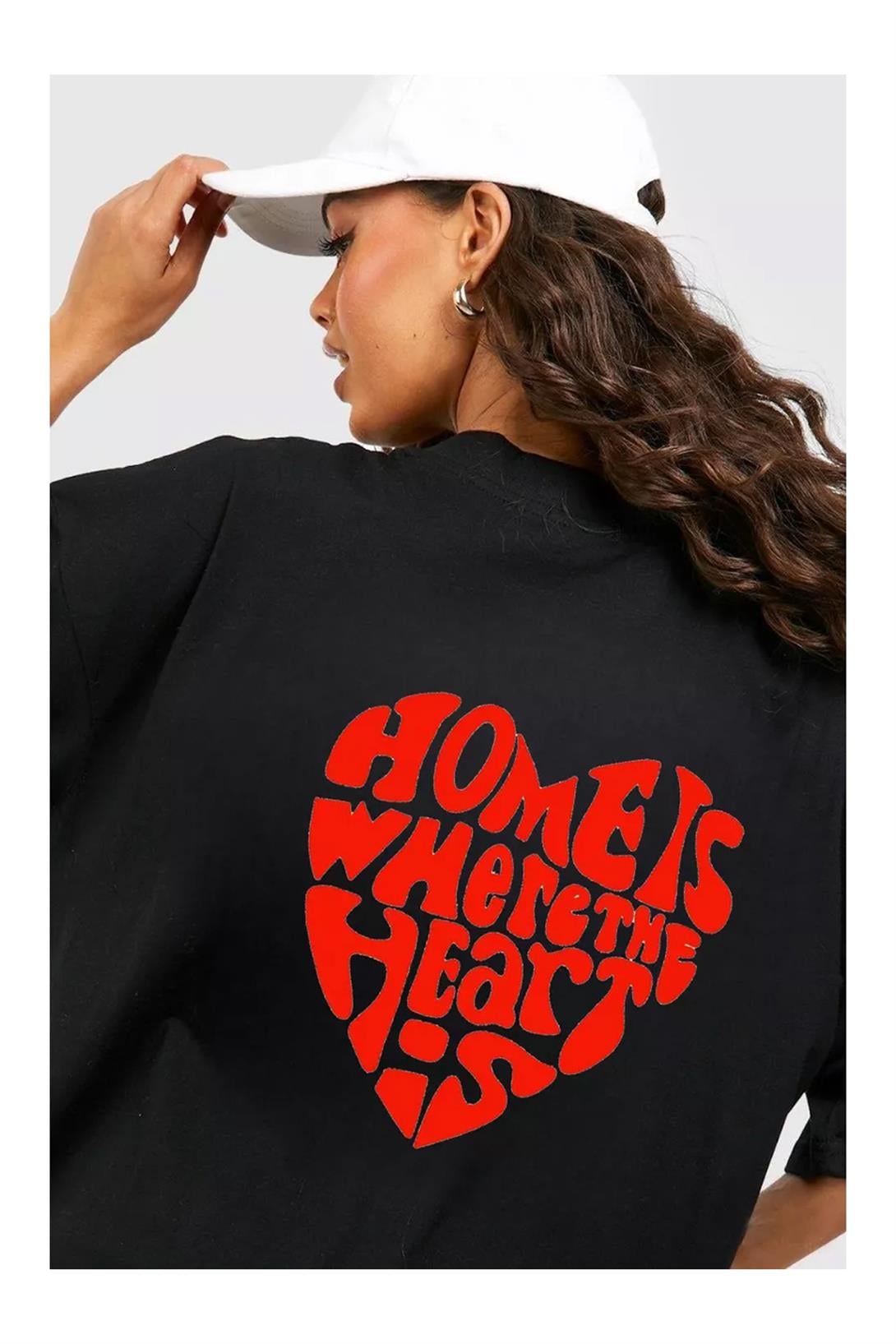 Unisex Home is Where The Heart is Tshirt Siyah