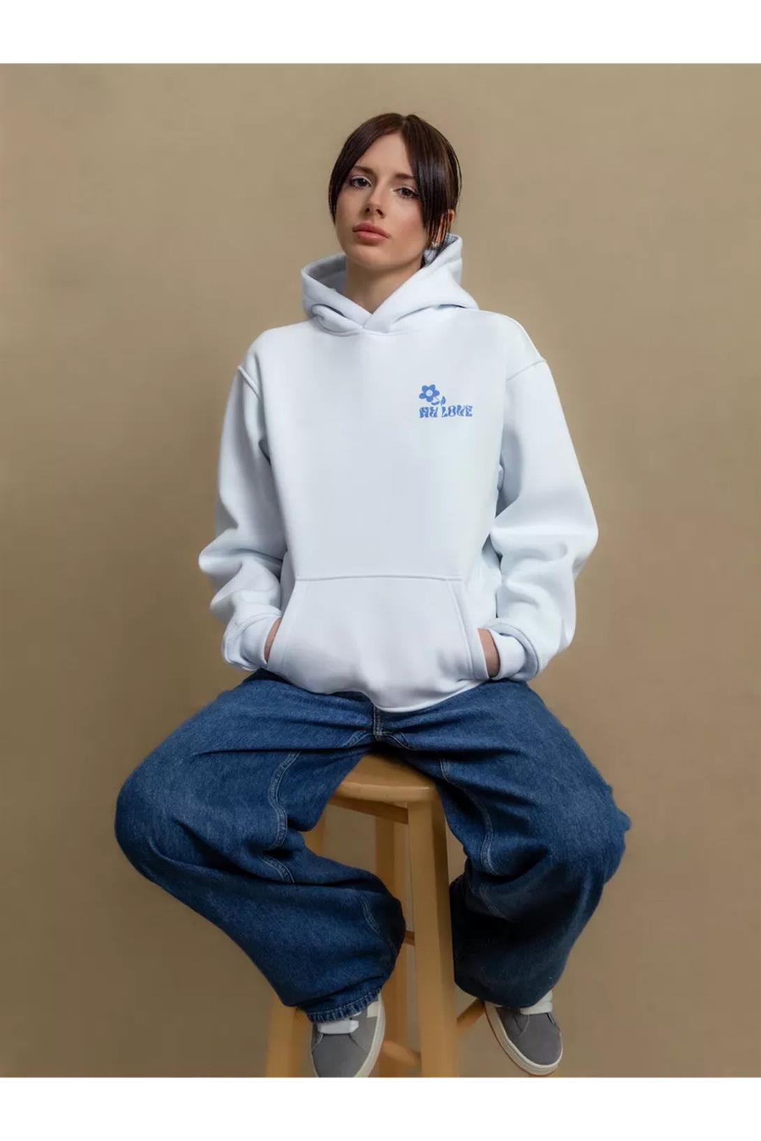 Unisex I Want Only You Sweatshirt Beyaz
