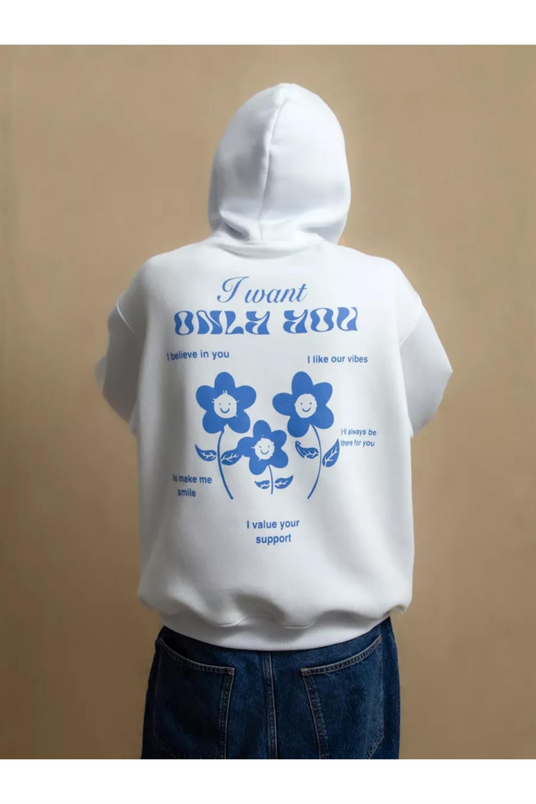 Unisex I Want Only You Sweatshirt Beyaz