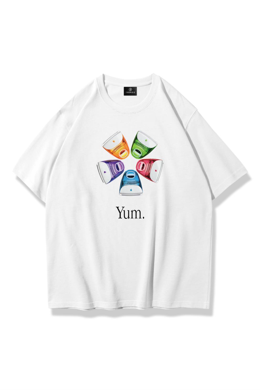 Unisex iMac Yum Tshirt Beyaz