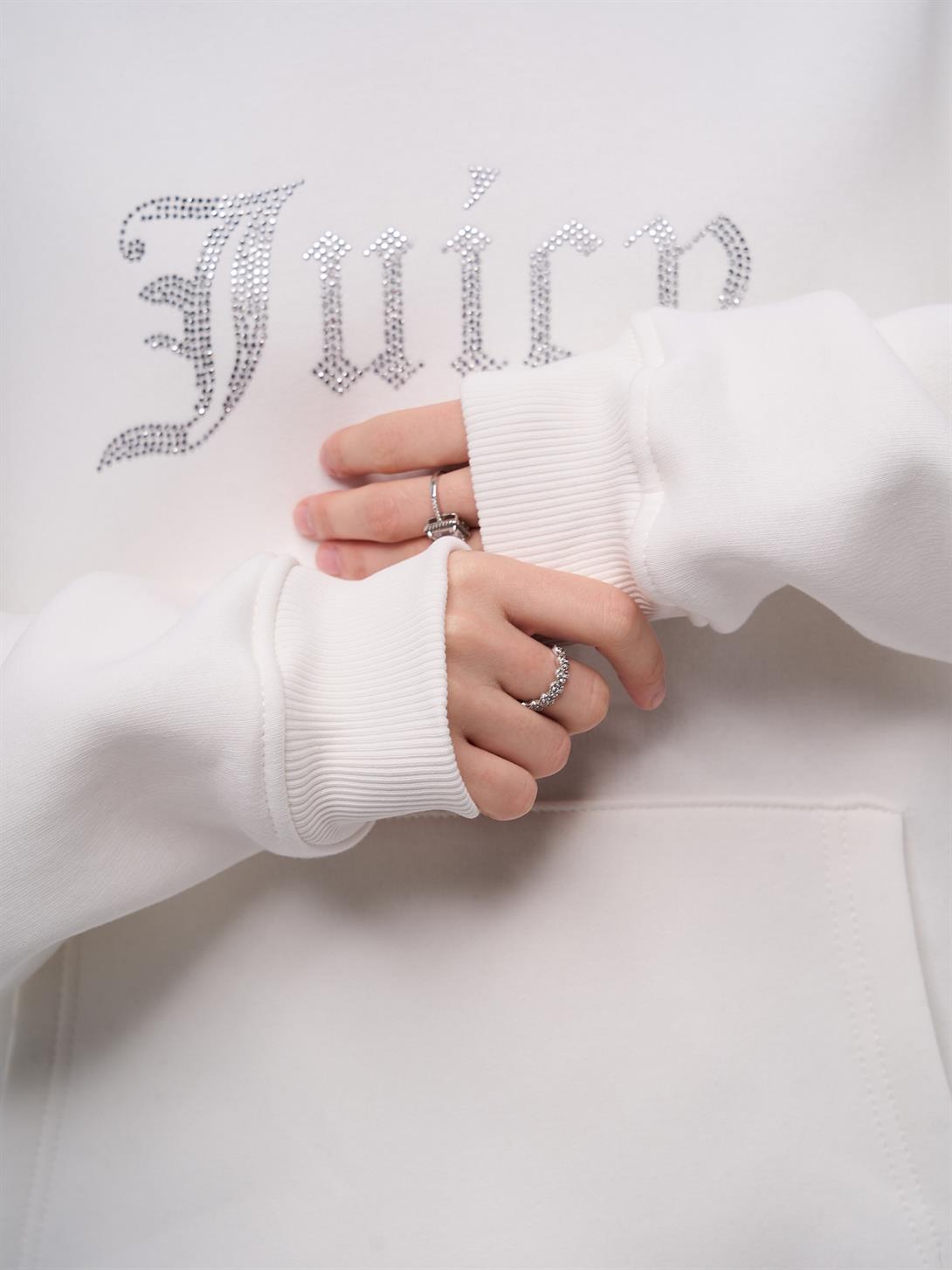 Unisex Juicy Taş Baskılı Sweatshirt Beyaz