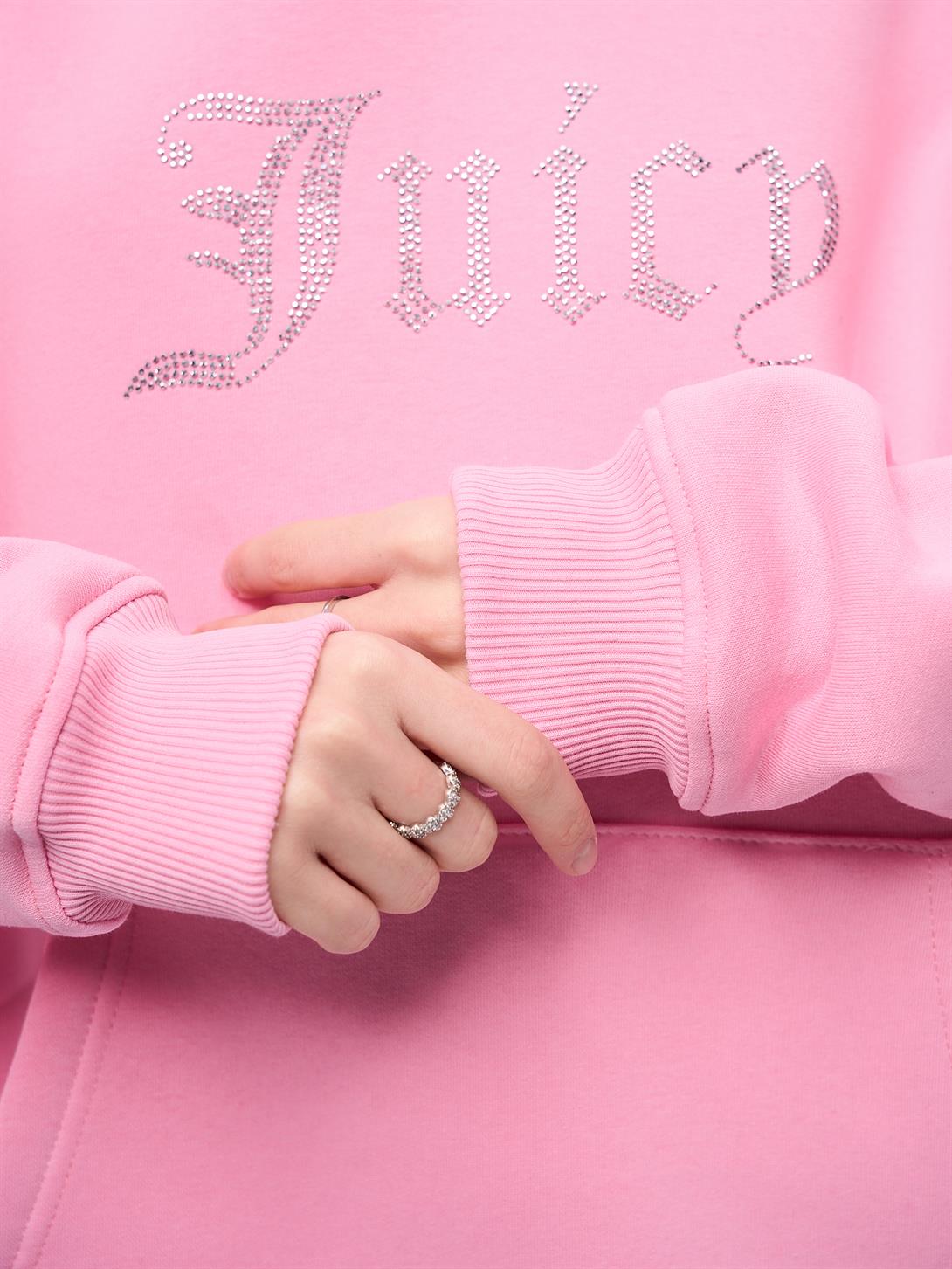Unisex Juicy Taş Baskılı Sweatshirt Pembe