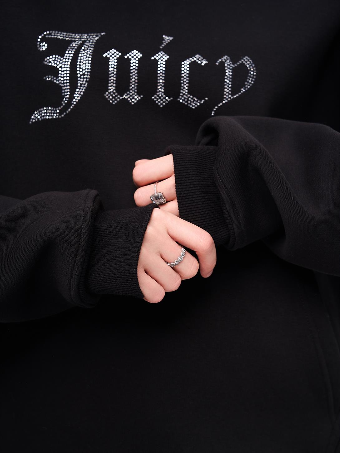 Unisex Juicy Taş Baskılı Sweatshirt Siyah