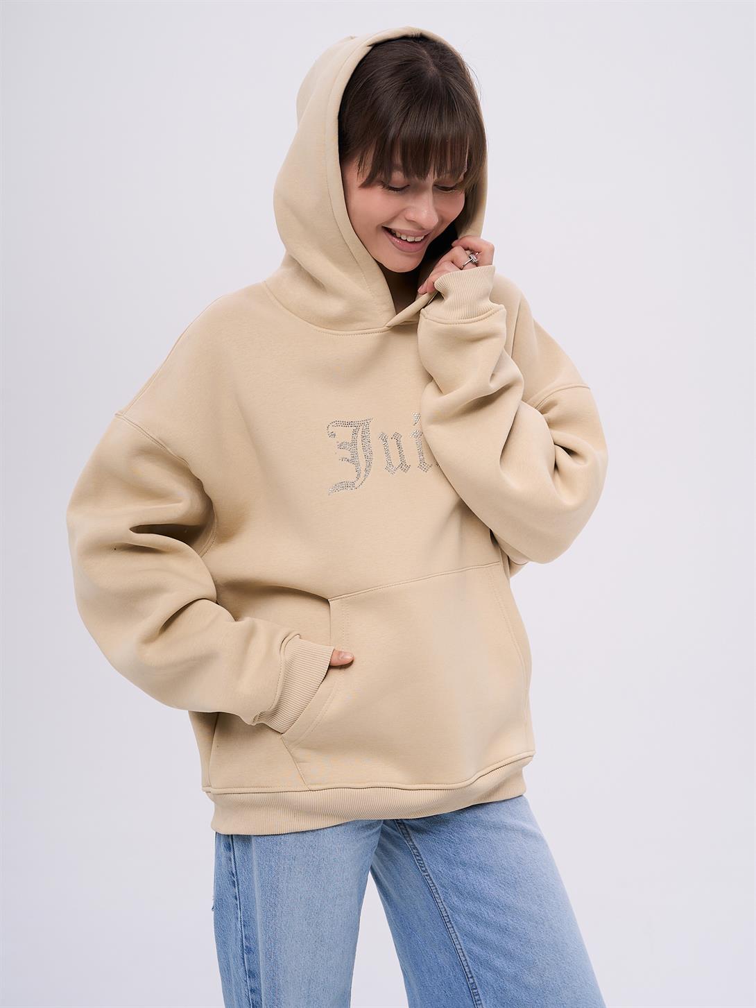 Unisex Juicy Taş Baskılı Sweatshirt Taş