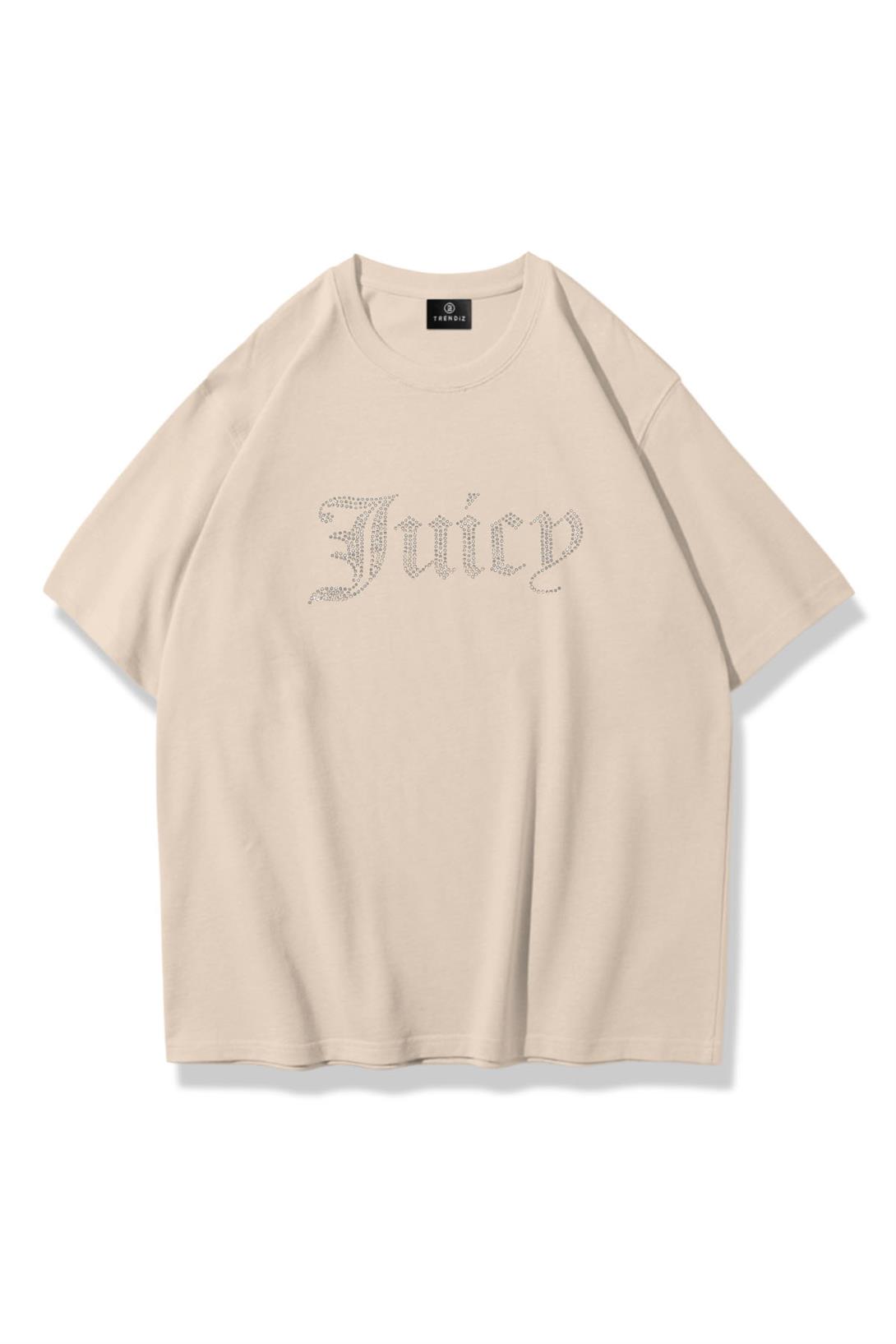 Unisex Juicy Taş Baskılı Tshirt Taş