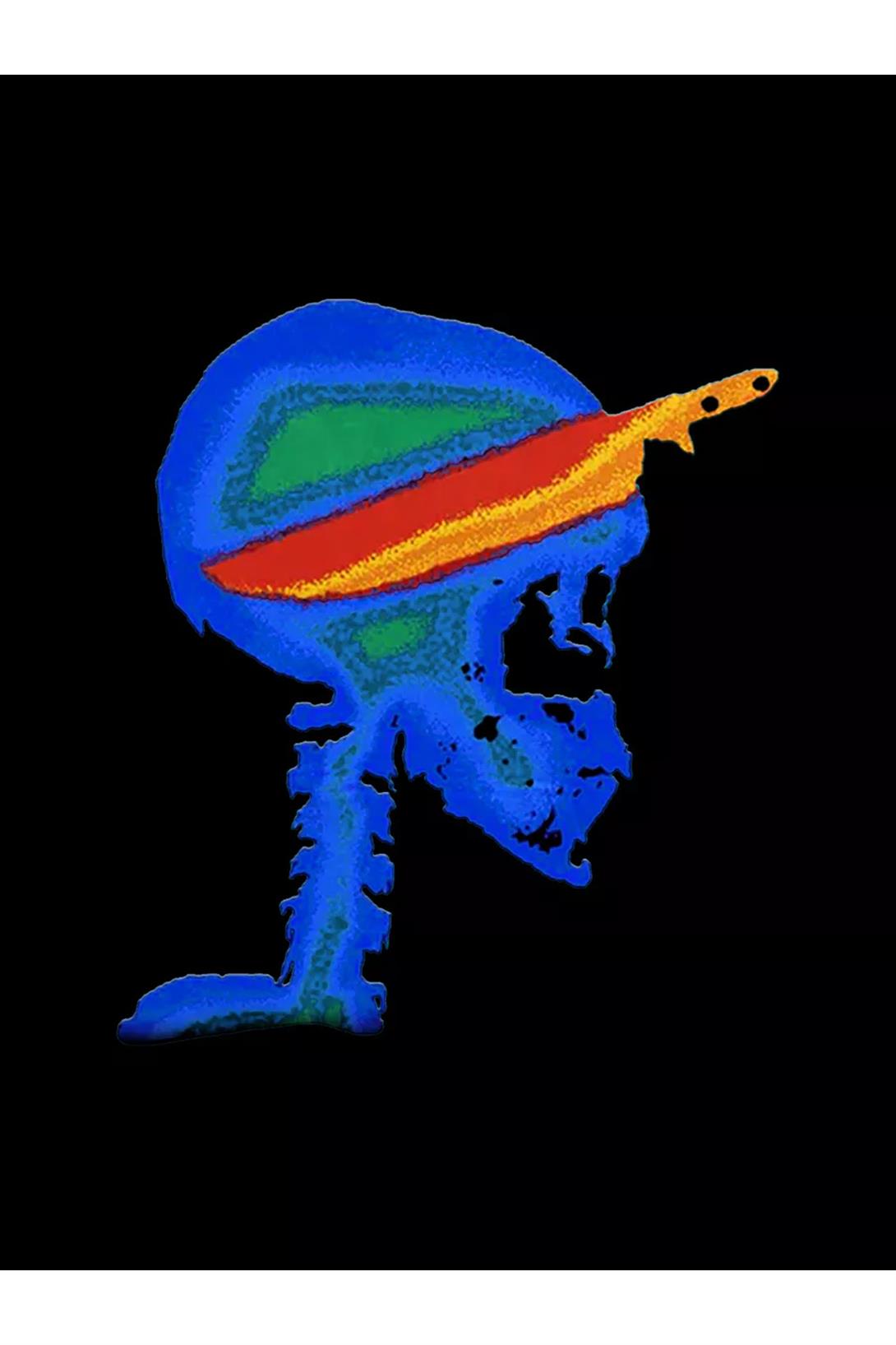 Unisex Knife in Skull Sweatshirt Siyah