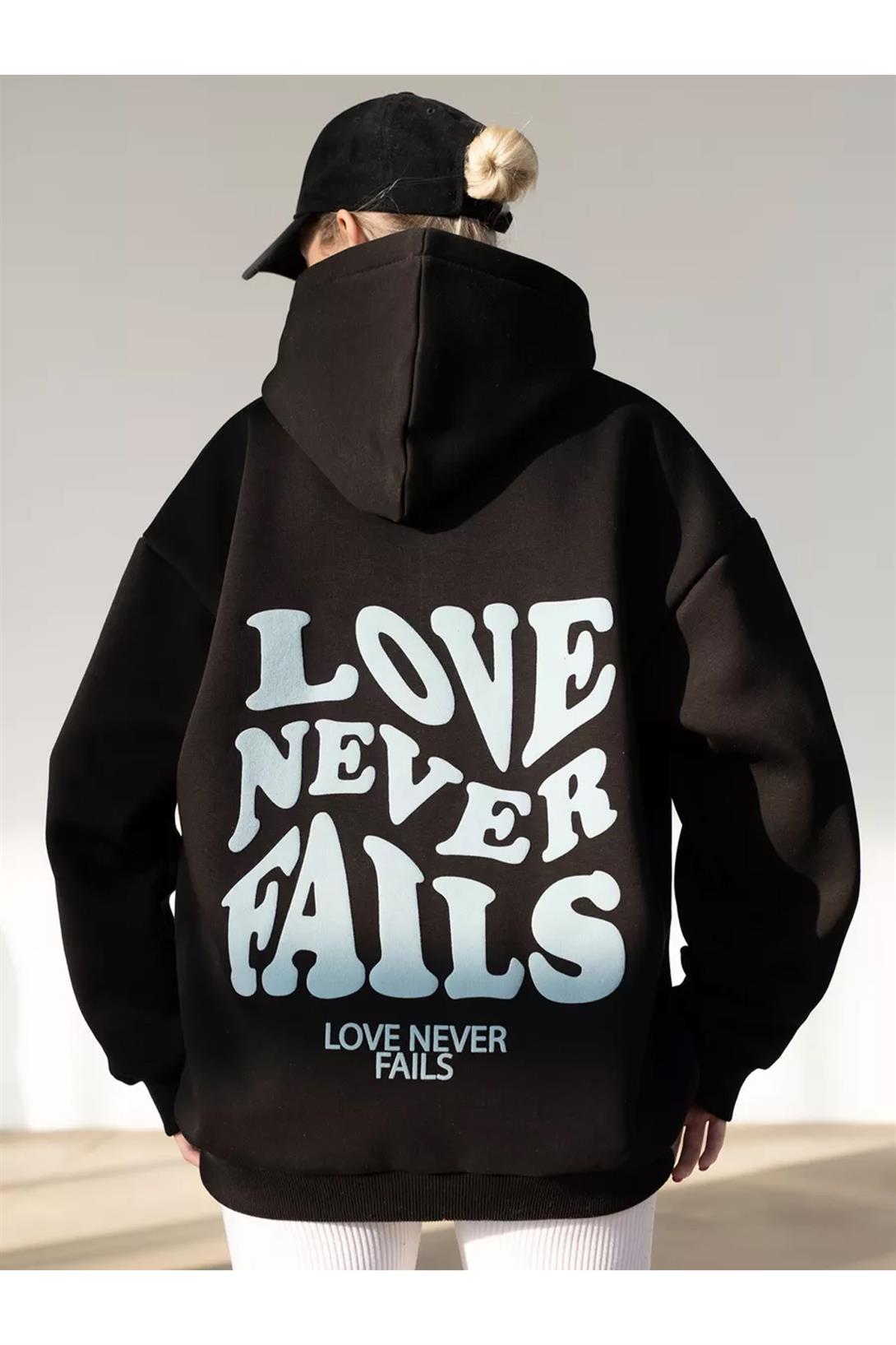 Unisex Love Never Fails Sweatshirt Siyah