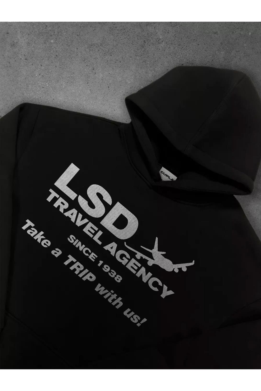 Unisex LSD Travel Agency Sweatshirt Siyah