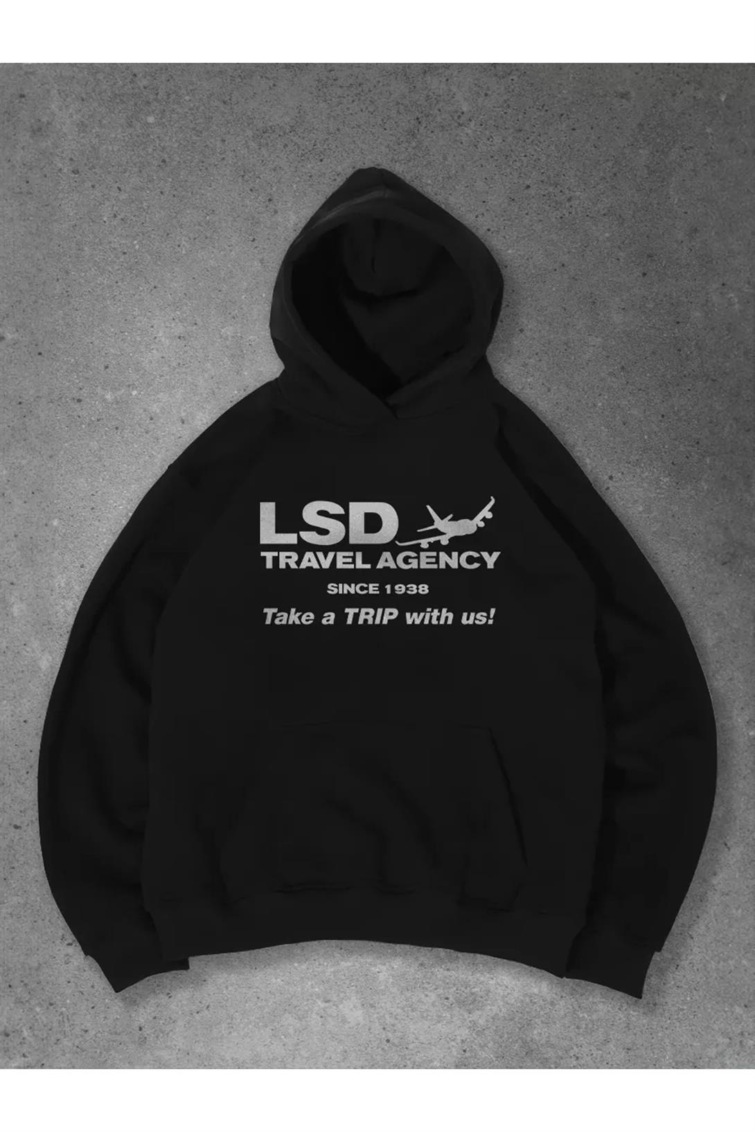 Unisex LSD Travel Agency Sweatshirt Siyah