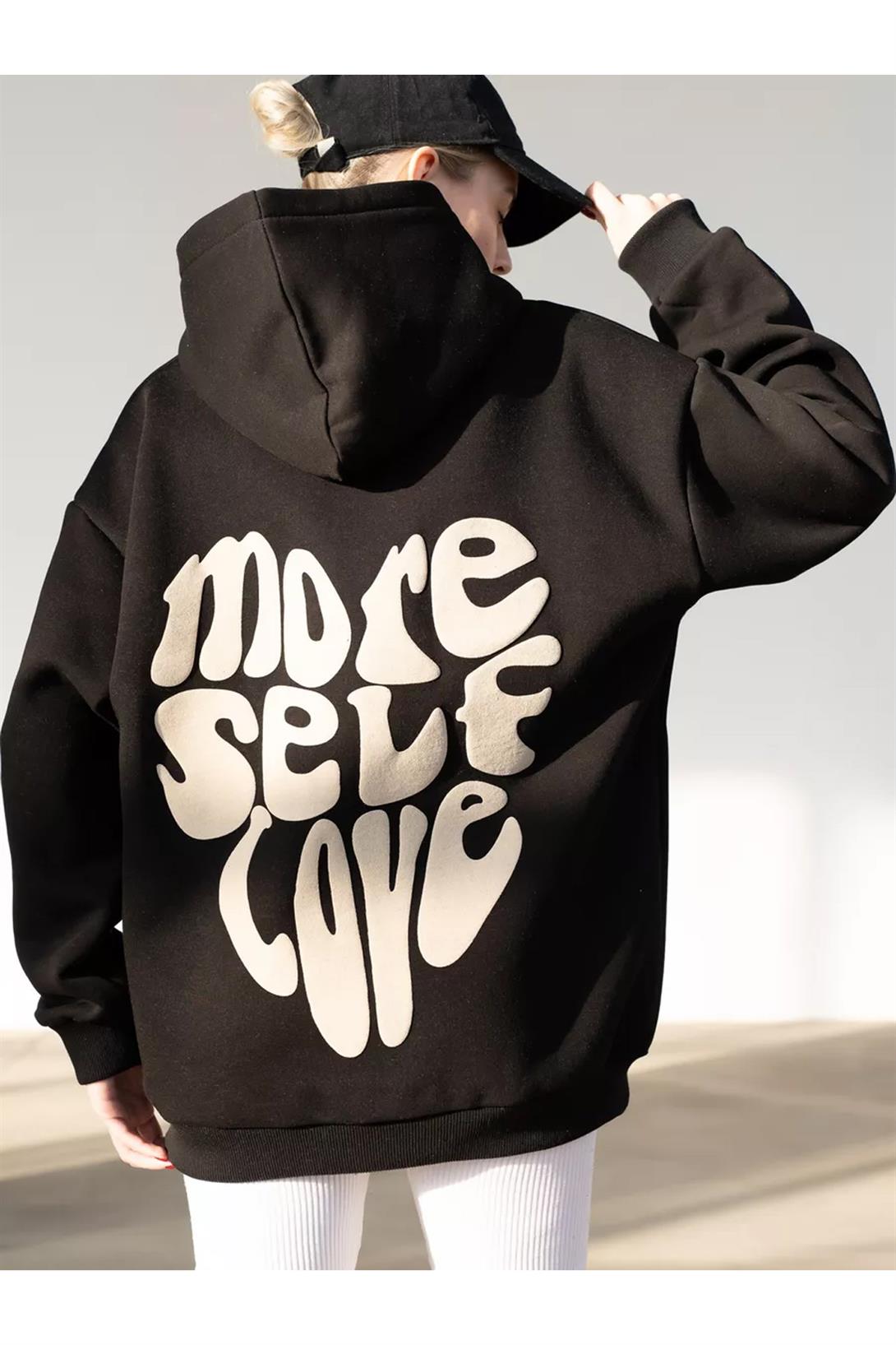 Unisex More Self Love Sweatshirt Siyah