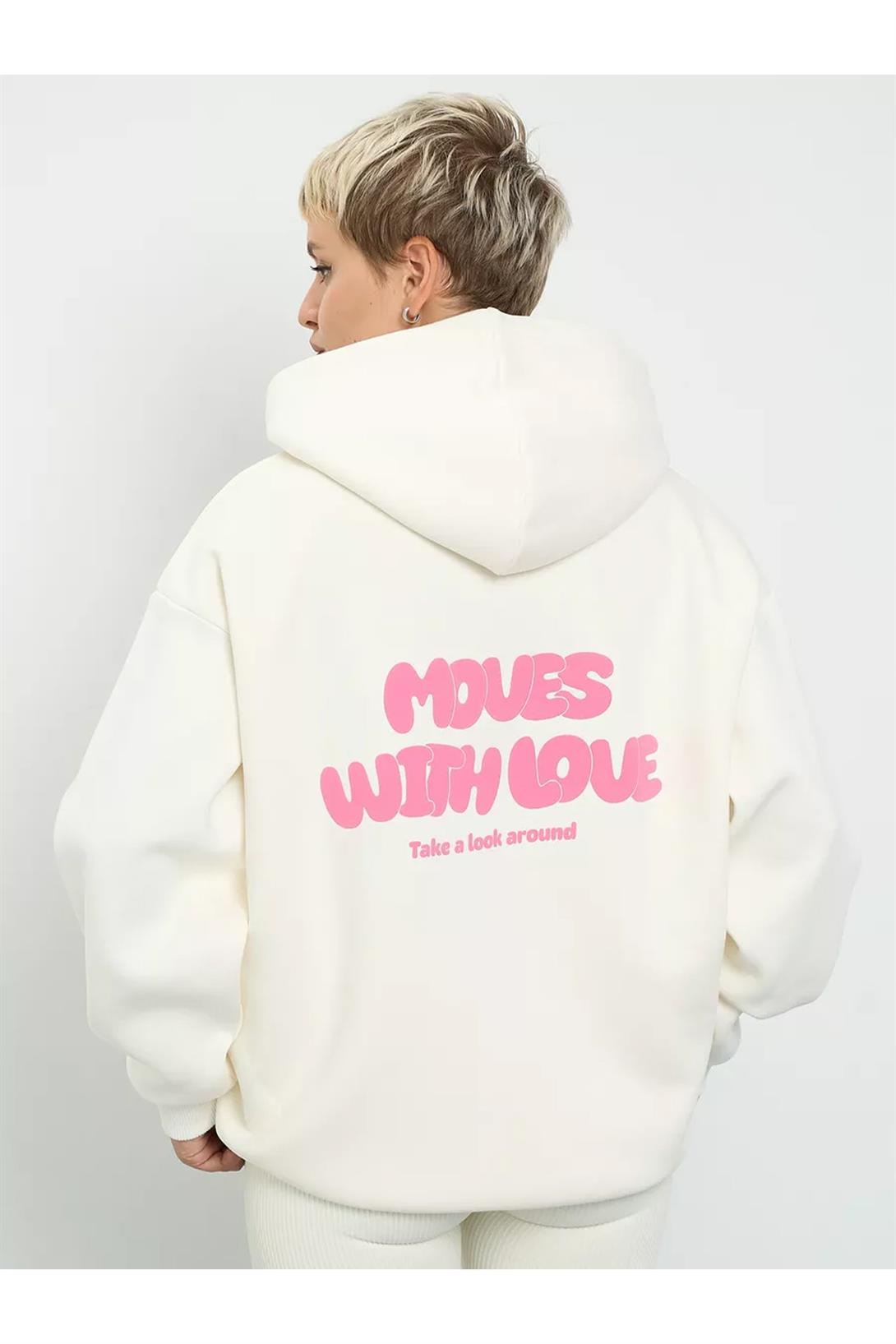 Unisex Moves With Love Sweatshirt Beyaz