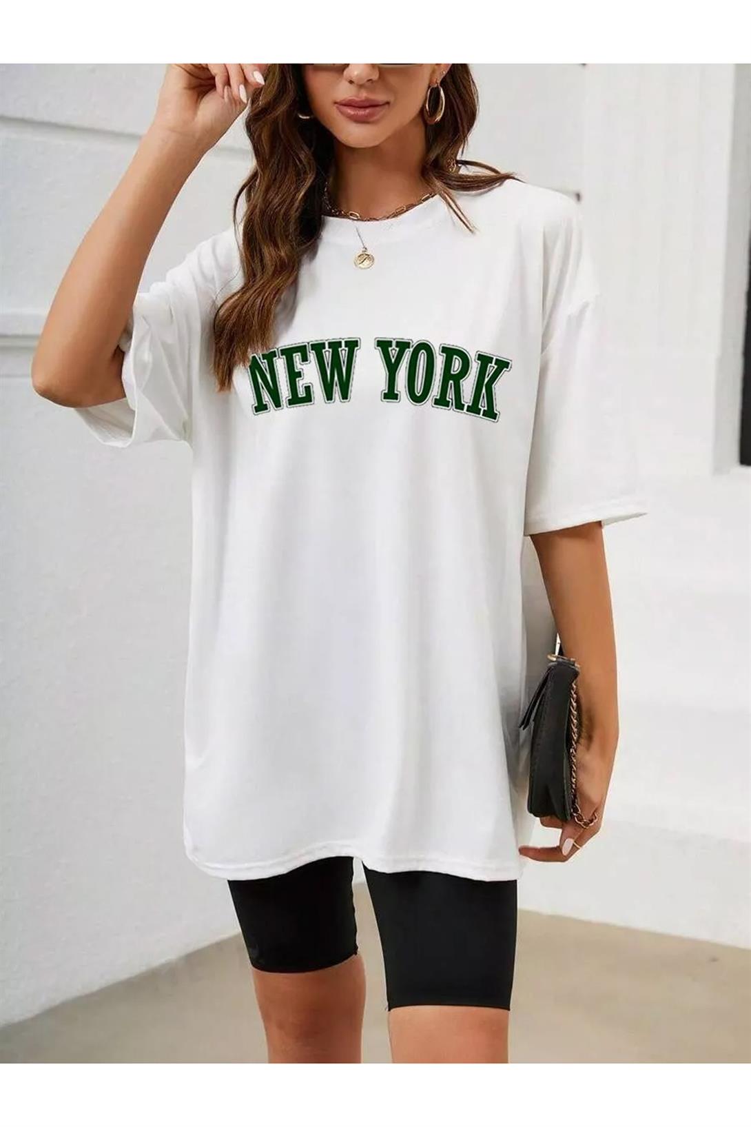 Unisex New York Tshirt Beyaz