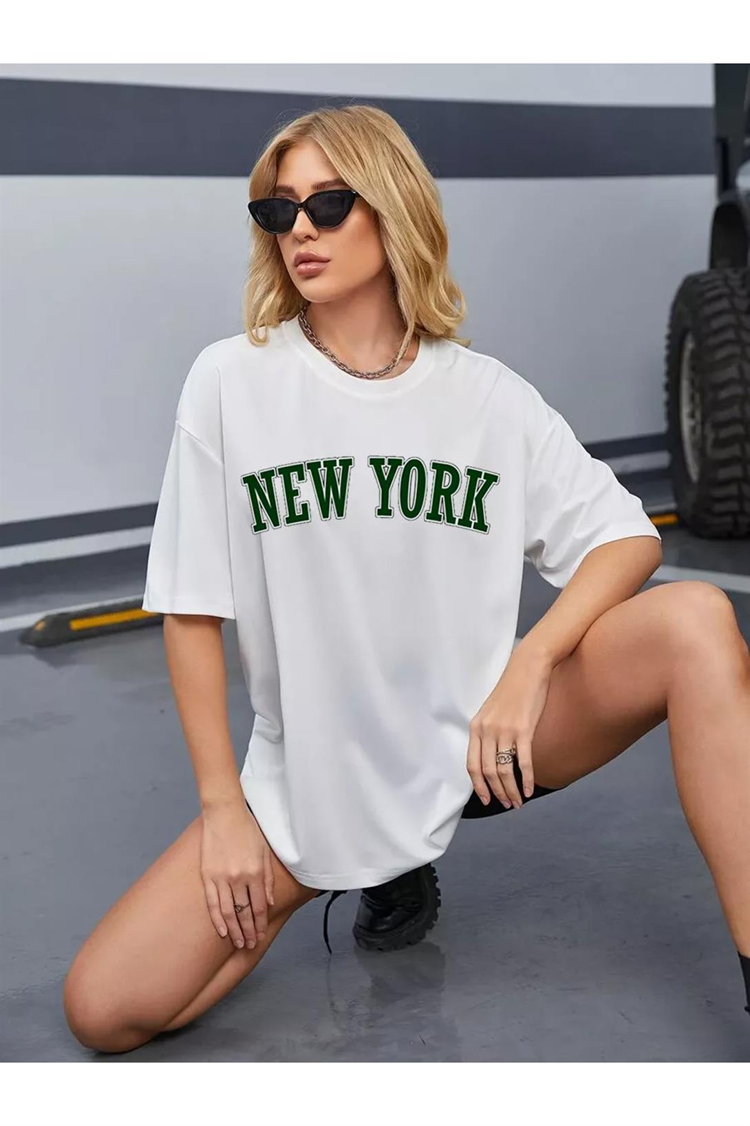Unisex New York Tshirt Beyaz