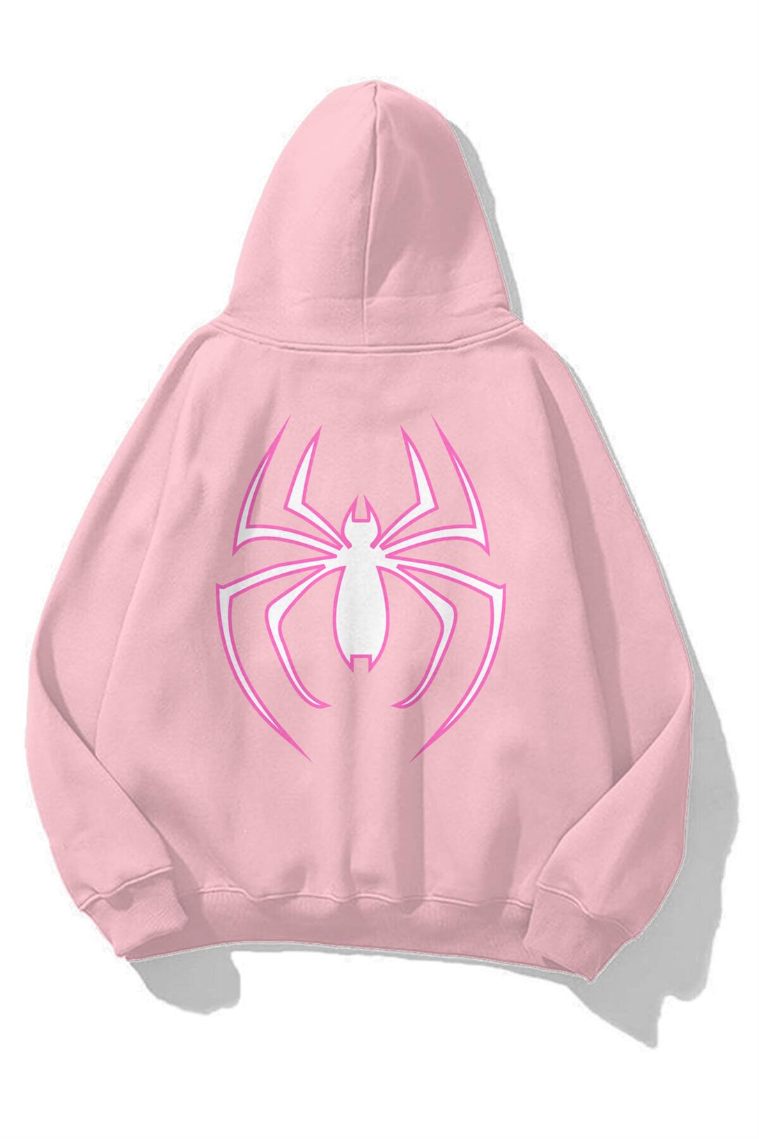 Unisex Örümcek Sweatshirt Pembe