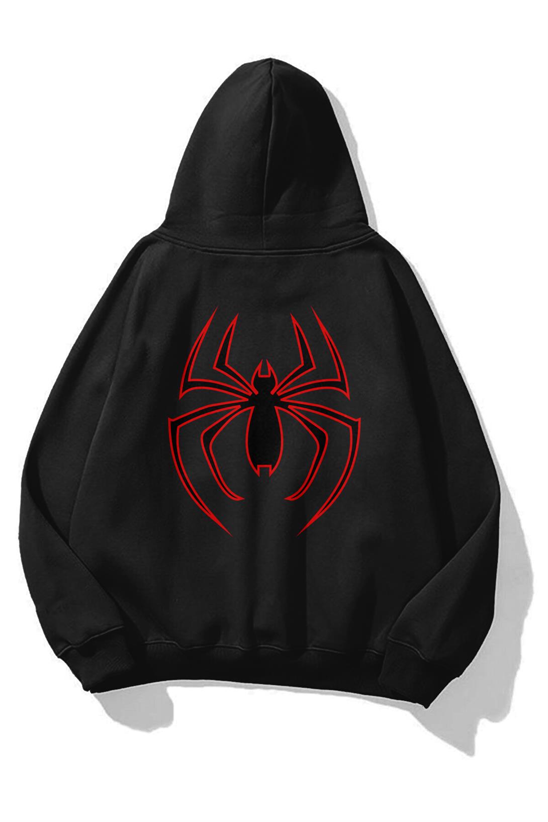 Unisex Örümcek Sweatshirt Siyah