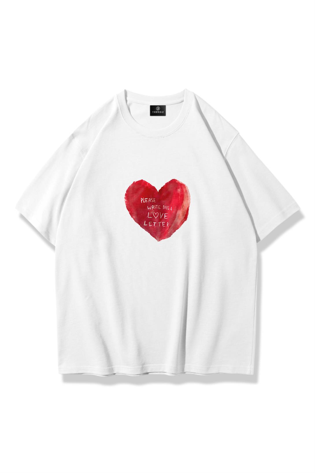 Unisex Please Write Me a Love Letter Tshirt Beyaz