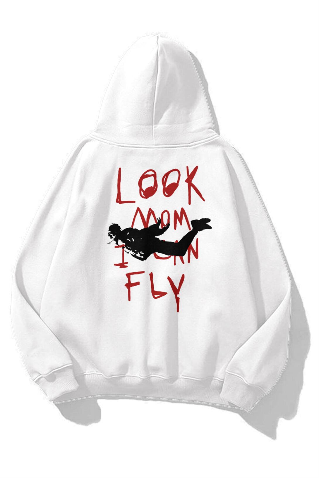 Unisex Smiley Look Mom Sweatshirt Beyaz