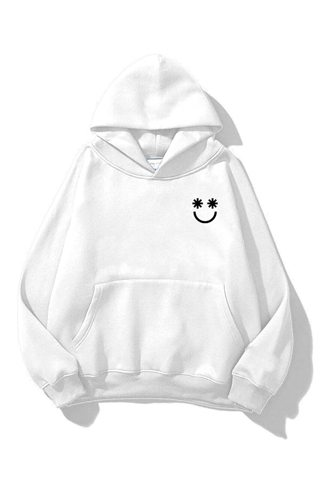 Unisex Smiley Sweatshirt Beyaz