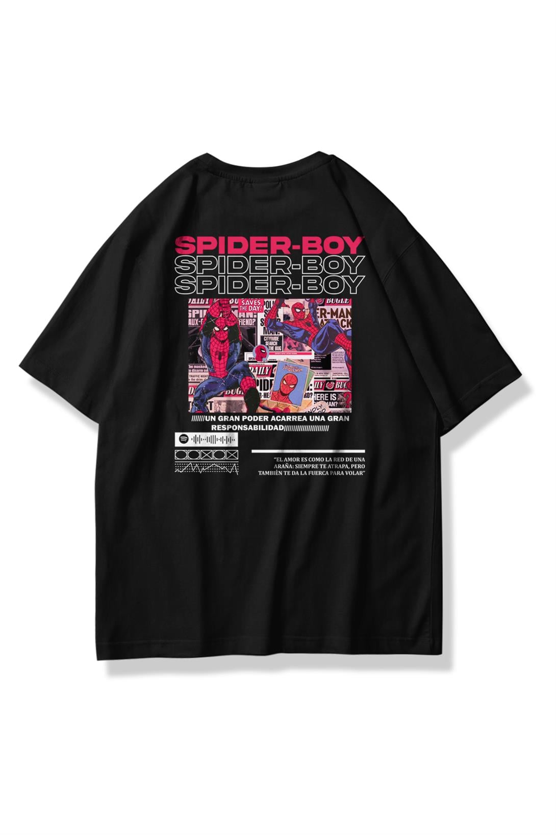 Unisex Spider Boy Tshirt Siyah