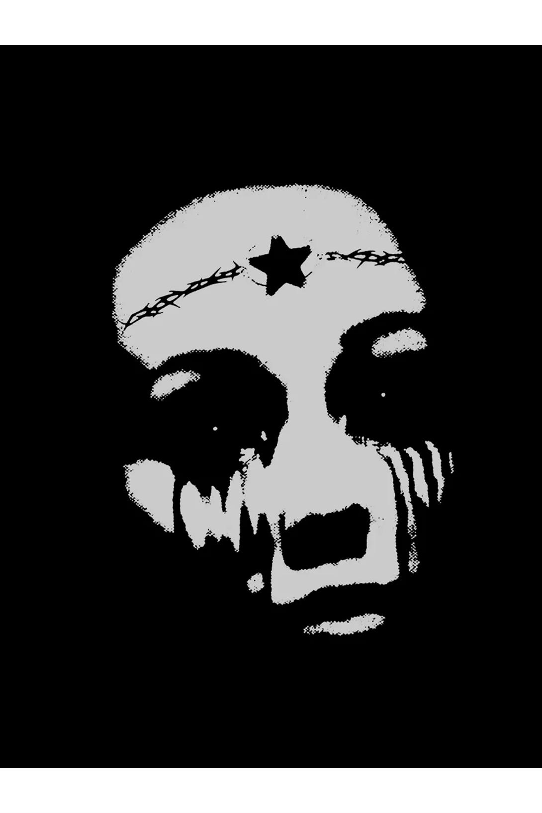 Unisex Star Face Sweatshirt Siyah