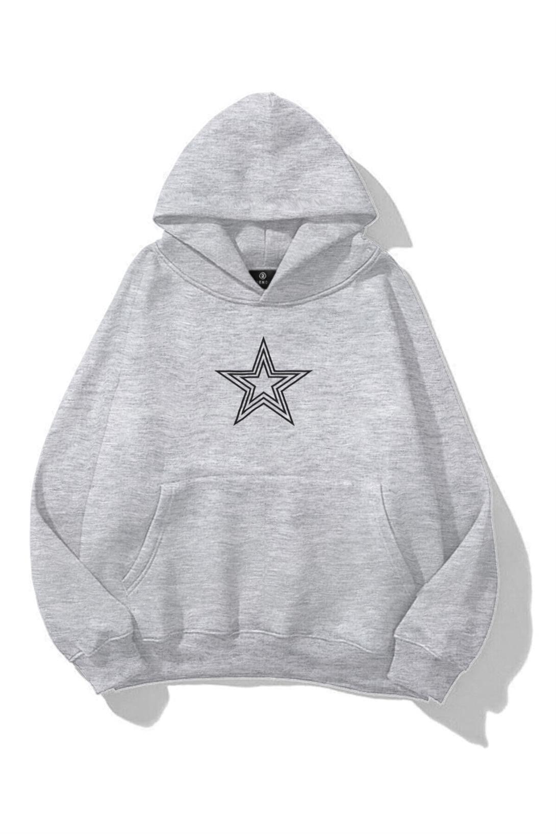 Unisex Star Stroke Sweatshirt Gri melanj