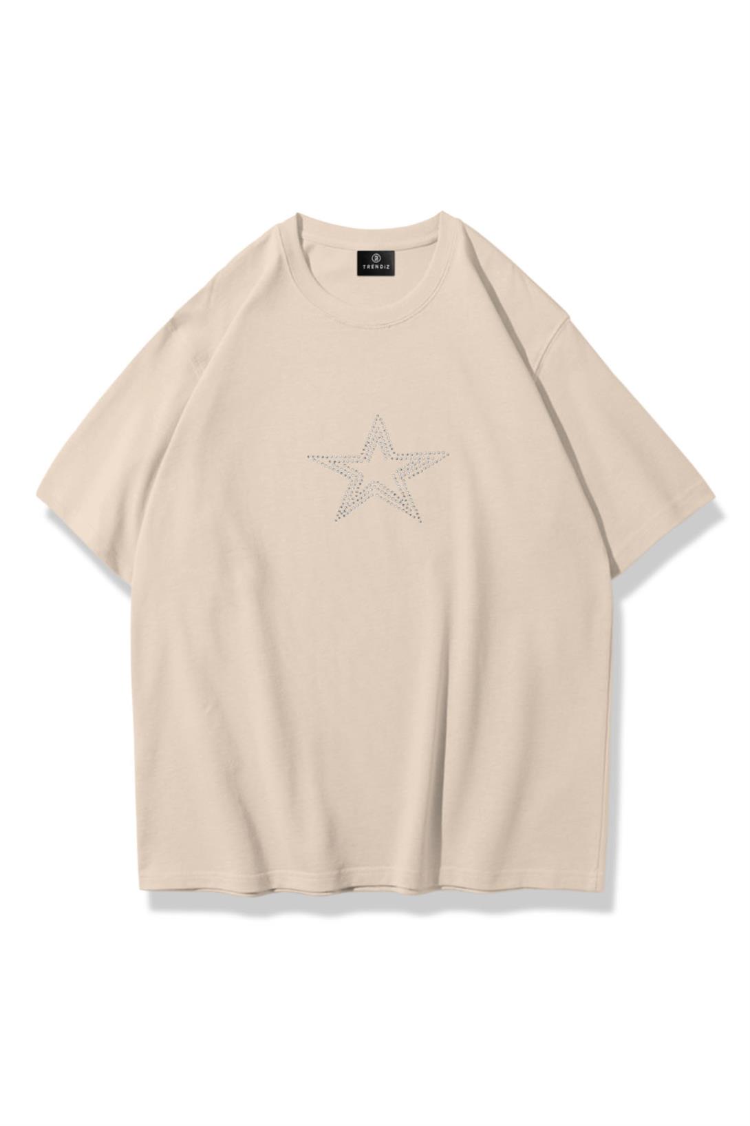 Unisex Star Stroke Taş Baskılı Tshirt Taş