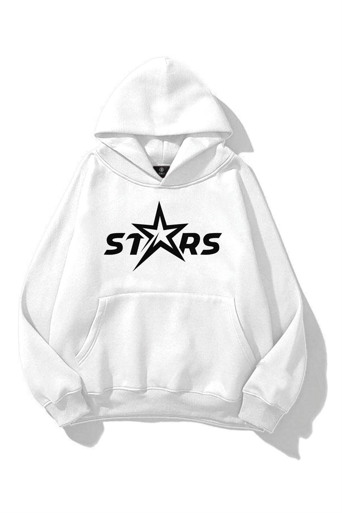 Unisex Stars Sweatshirt Beyaz
