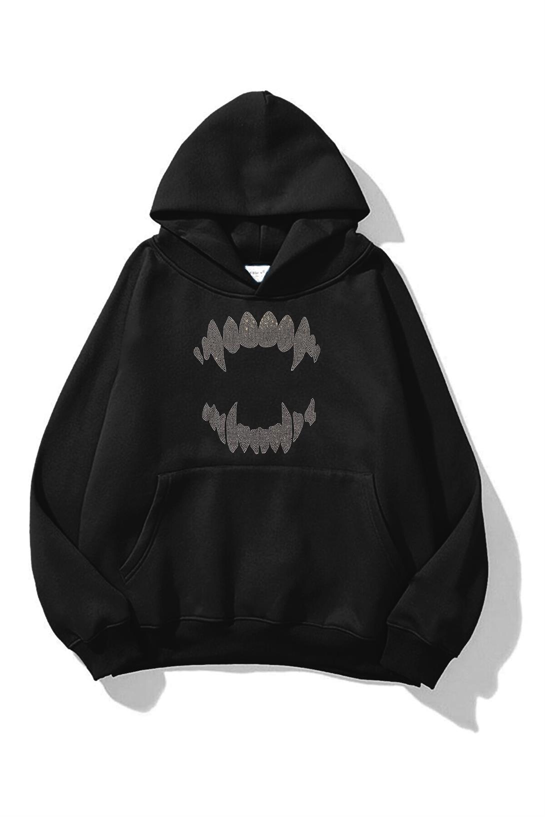 Unisex Teeth Sweatshirt Siyah