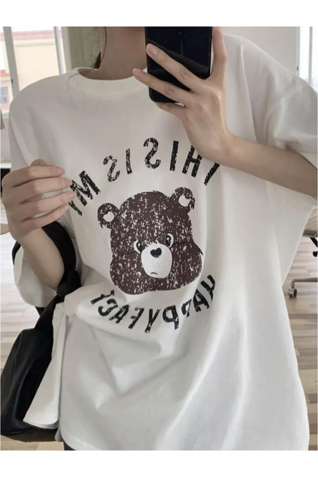 Unisex This is My Happy Face Tshirt Beyaz