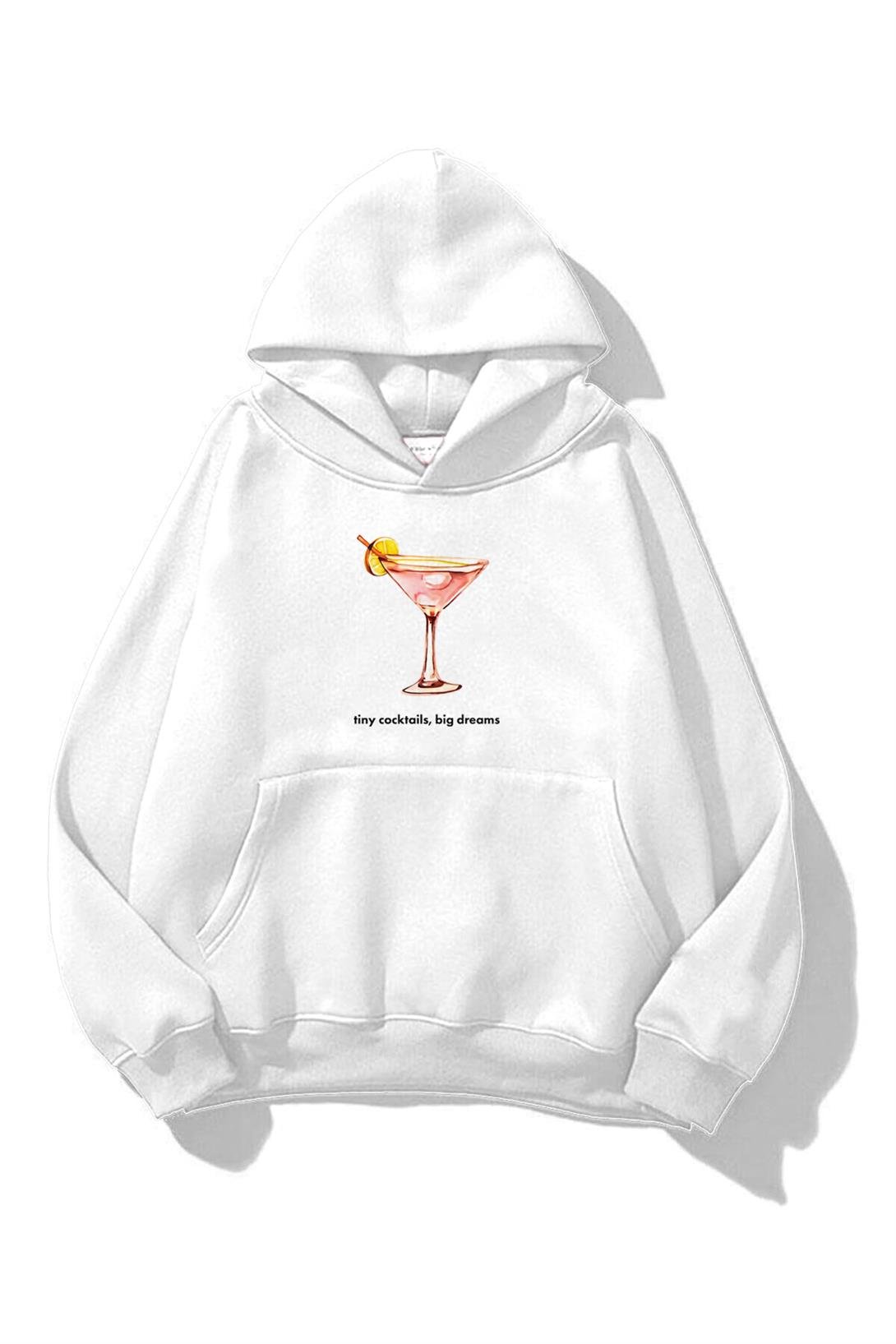 Unisex Tiny Cocktails Big Dreams Sweatshirt Beyaz