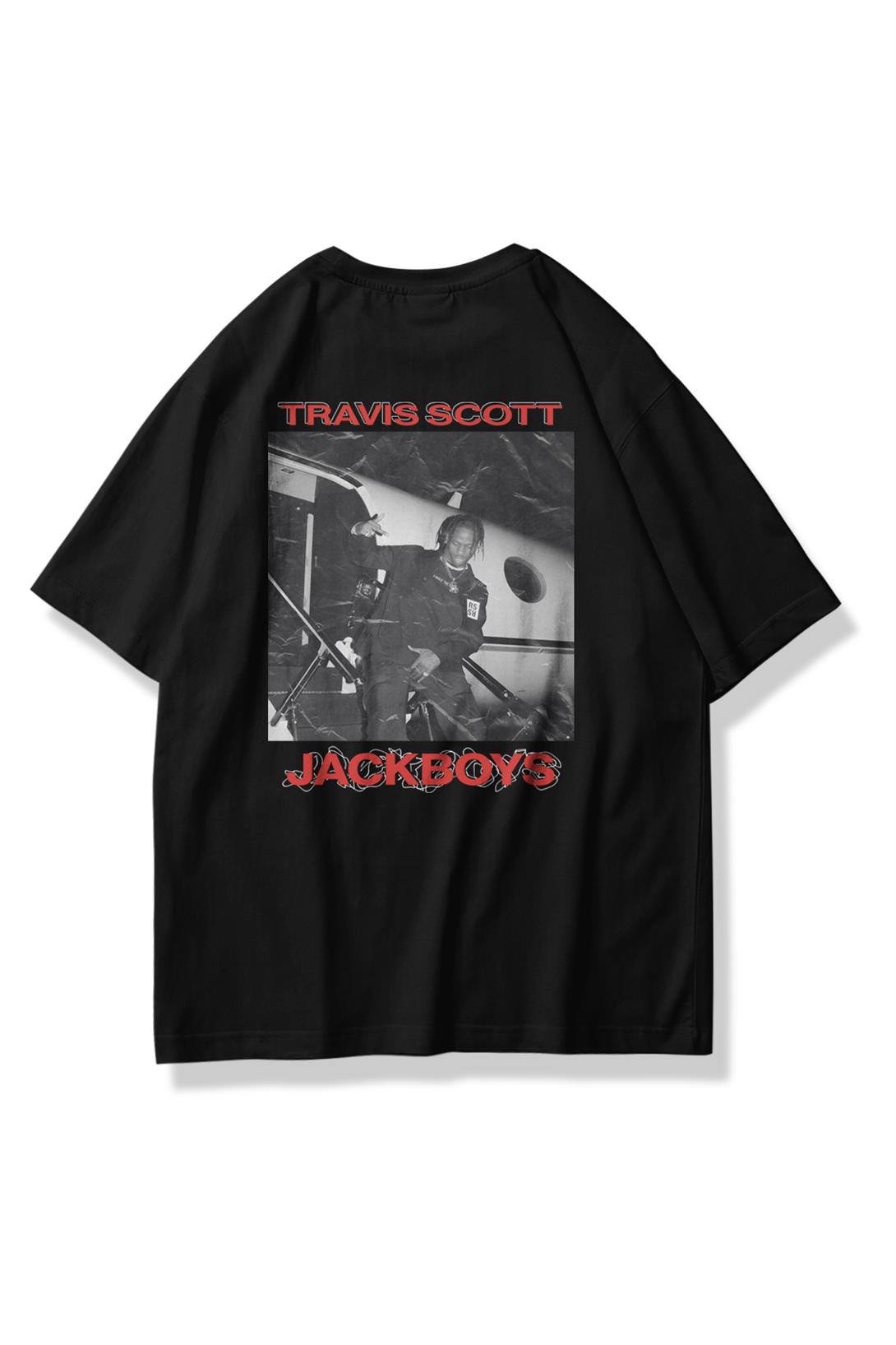 Unisex Travis Jackboys Plane Tshirt Siyah