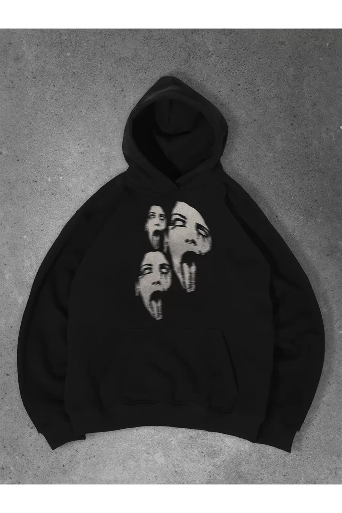 Unisex Triple Scream Sweatshirt Siyah