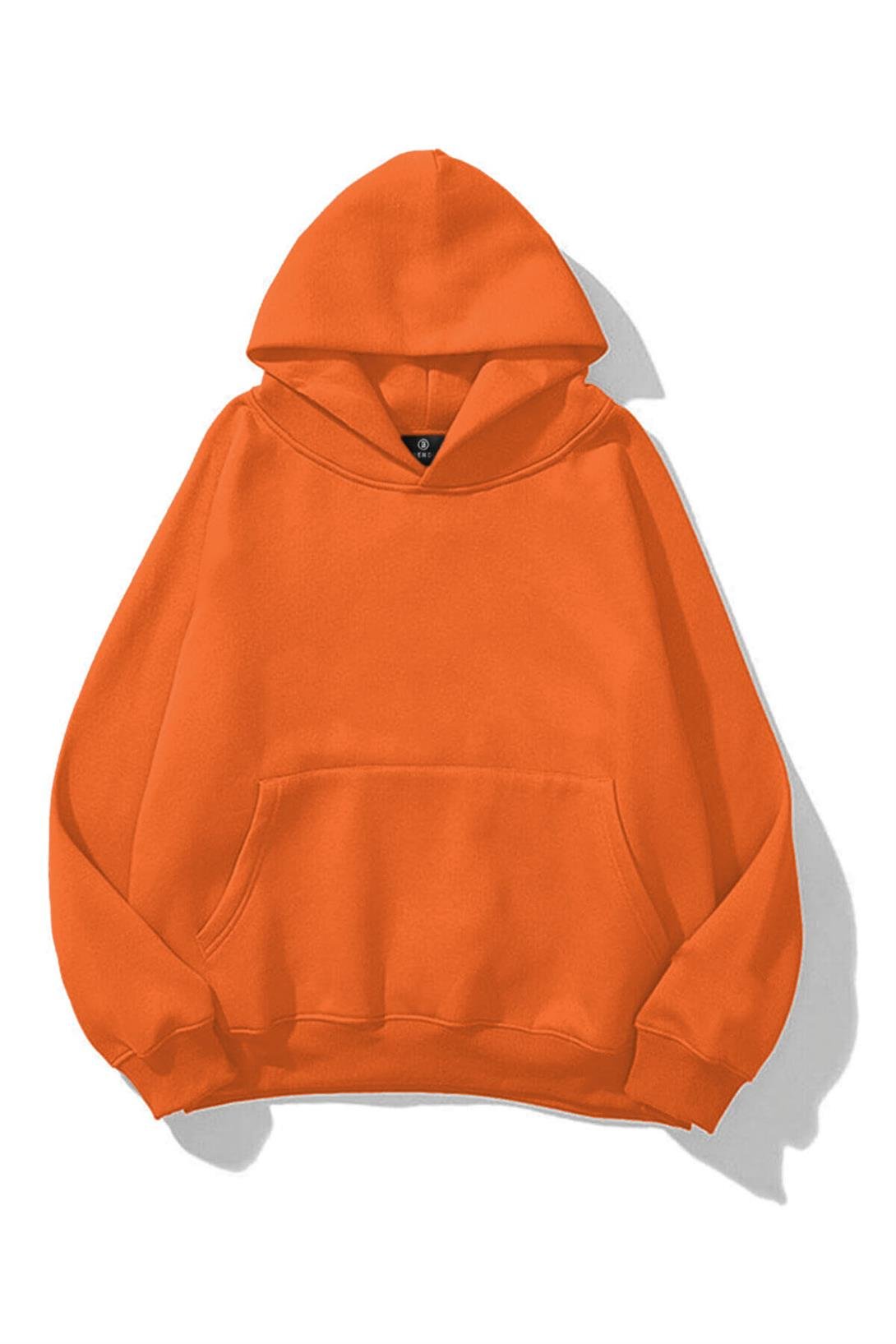 Unisex Turuncu Basic Sweatshirt Hoodie