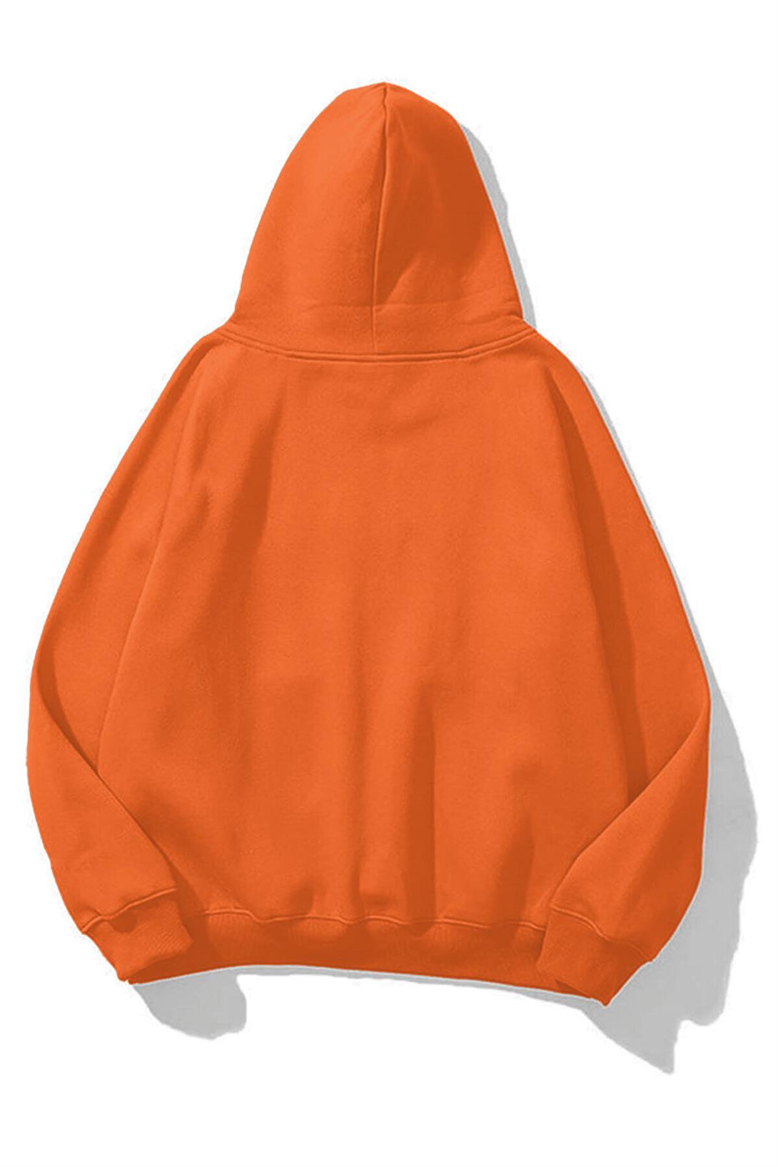 Unisex Turuncu Basic Sweatshirt Hoodie