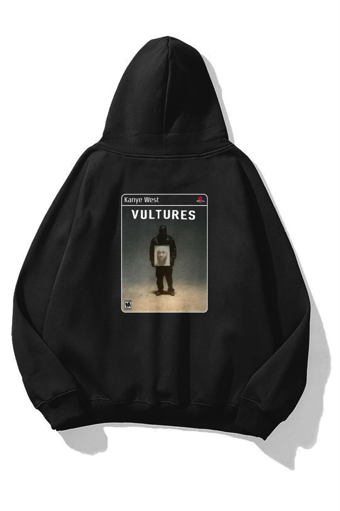 Unisex Vultures Kanye PS2 Sweatshirt Siyah